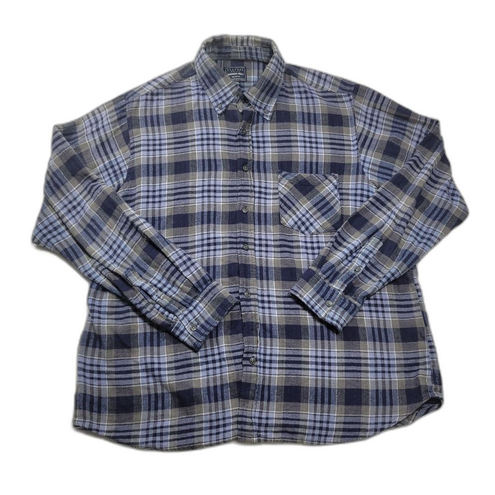 Jackson Hole Men's Long Sleeve Button Up Blue Plaid Flannel Shirt XXL